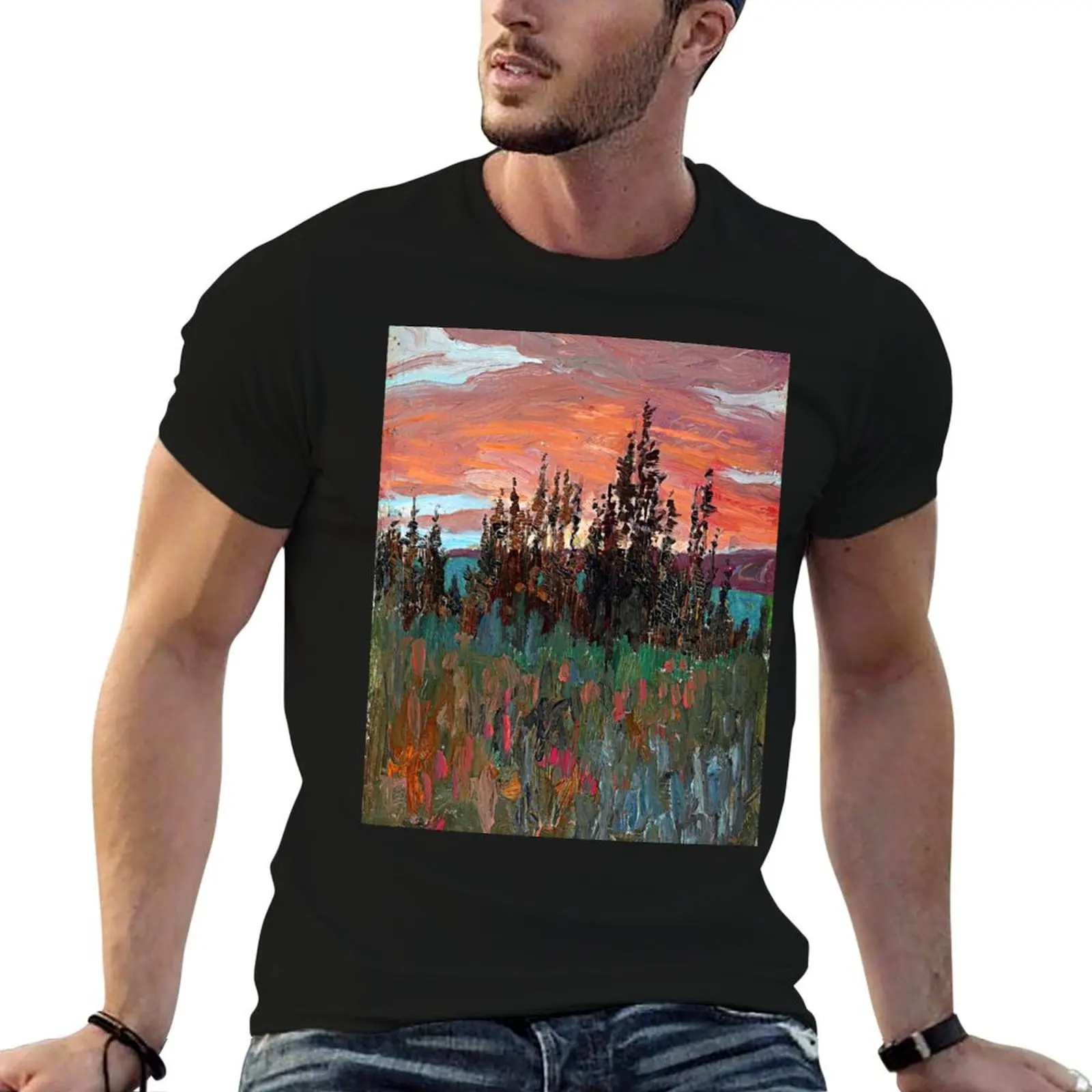 North Country near Burks Falls, Ontario by James Edward Hervey MacDonald T-Shirt Simple Casual Short Sleeve Cotton T-Shirt