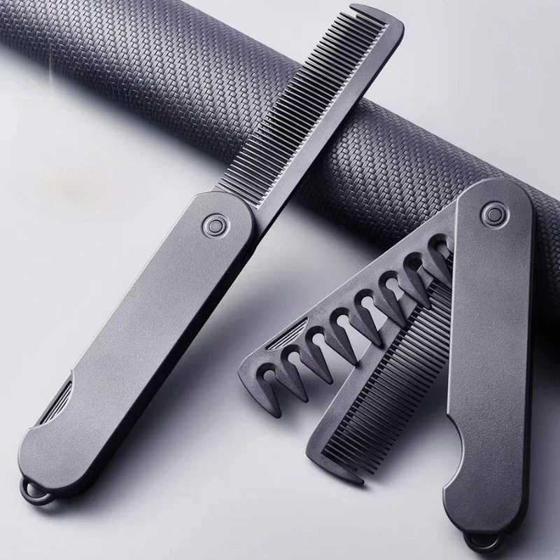

Карманные расчески с тонкими зубьями 2 в 1 Парикмахерские мужские расчески для бороды с масляной головкой Расчески с широкими зубьями Портативные складные инструменты для укладки волос