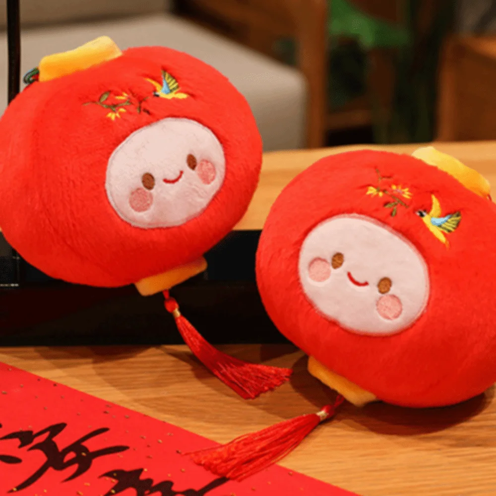 Colgante de muñeca con linterna roja china, buena suerte con borla, adorno para Festival de Primavera, juguetes de peluche de simulación suave