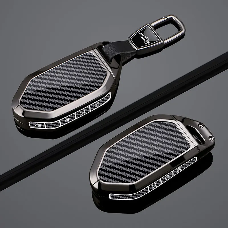 Suitable Carbon Fiber For Kia K3 Key Cover Seltos 2024 EV5 Sportage Stonic KX3 Sorento Ceed Zinc Alloy Car Key Case Keychain