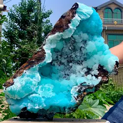 Amazing Beautiful Natural Blue Aragonite Crystal Cluster Sky Blue Geode Mineral Specimen Healing Home Degaussing Energy Gem