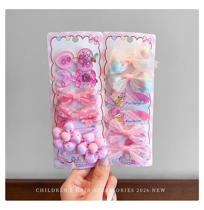 2026 Neue Rosa-Blaue Blumen-Haarspangen-Set für Kinder und Mädchen, Organza-Schleife mit Cartoon-Druck, Haarklammern für Kleinkinder, Haaraccessoire-Geschenk – Detail 9