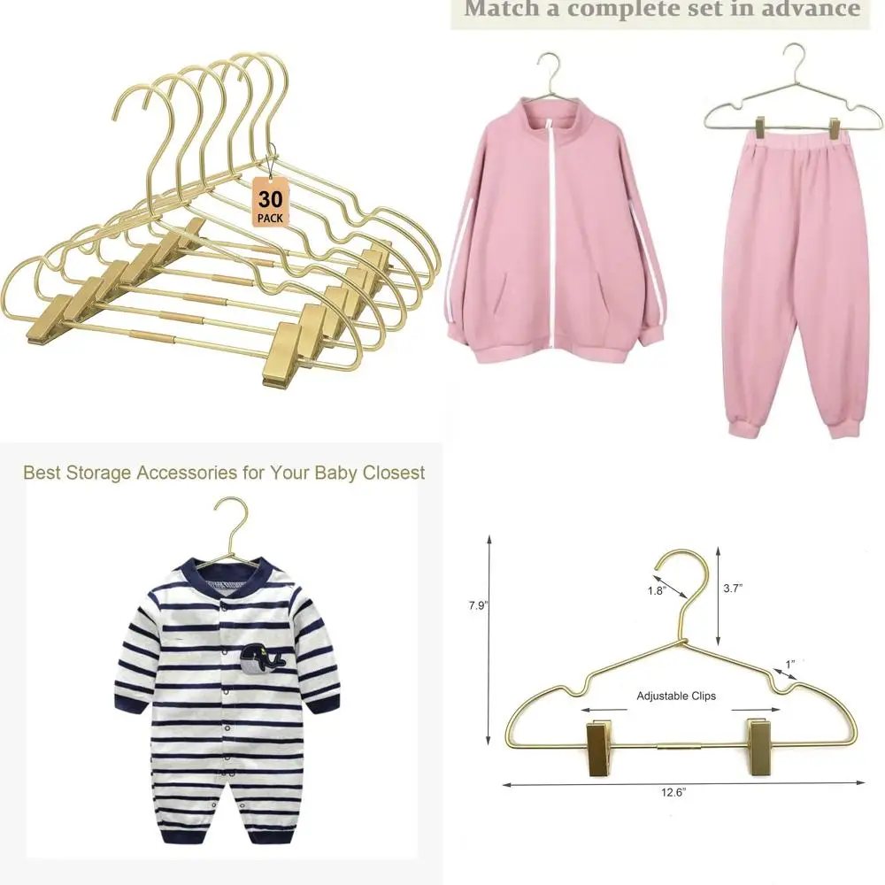 

12,6 сверхпрочных металлических вешалок для детской одежды, 30 шт., нескользящий дизайн для хранения и демонстрации детских пальто