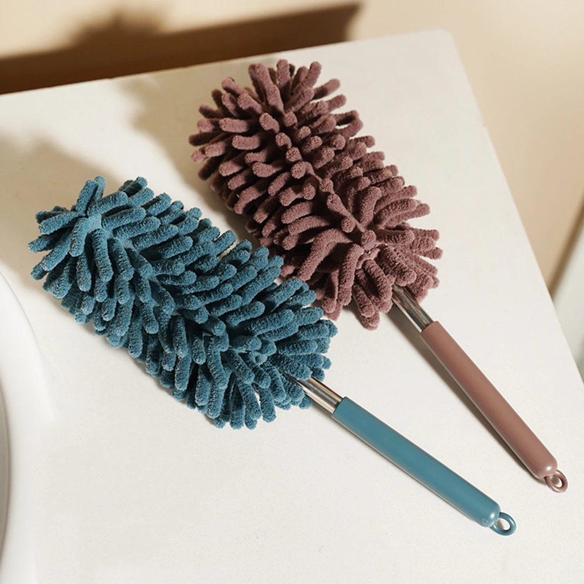 1pc-Washable Mini Telescopic Duster with Extendable Handle - Soft Chenille, Lint-Free, Multifunctional for Efficient Cleaning