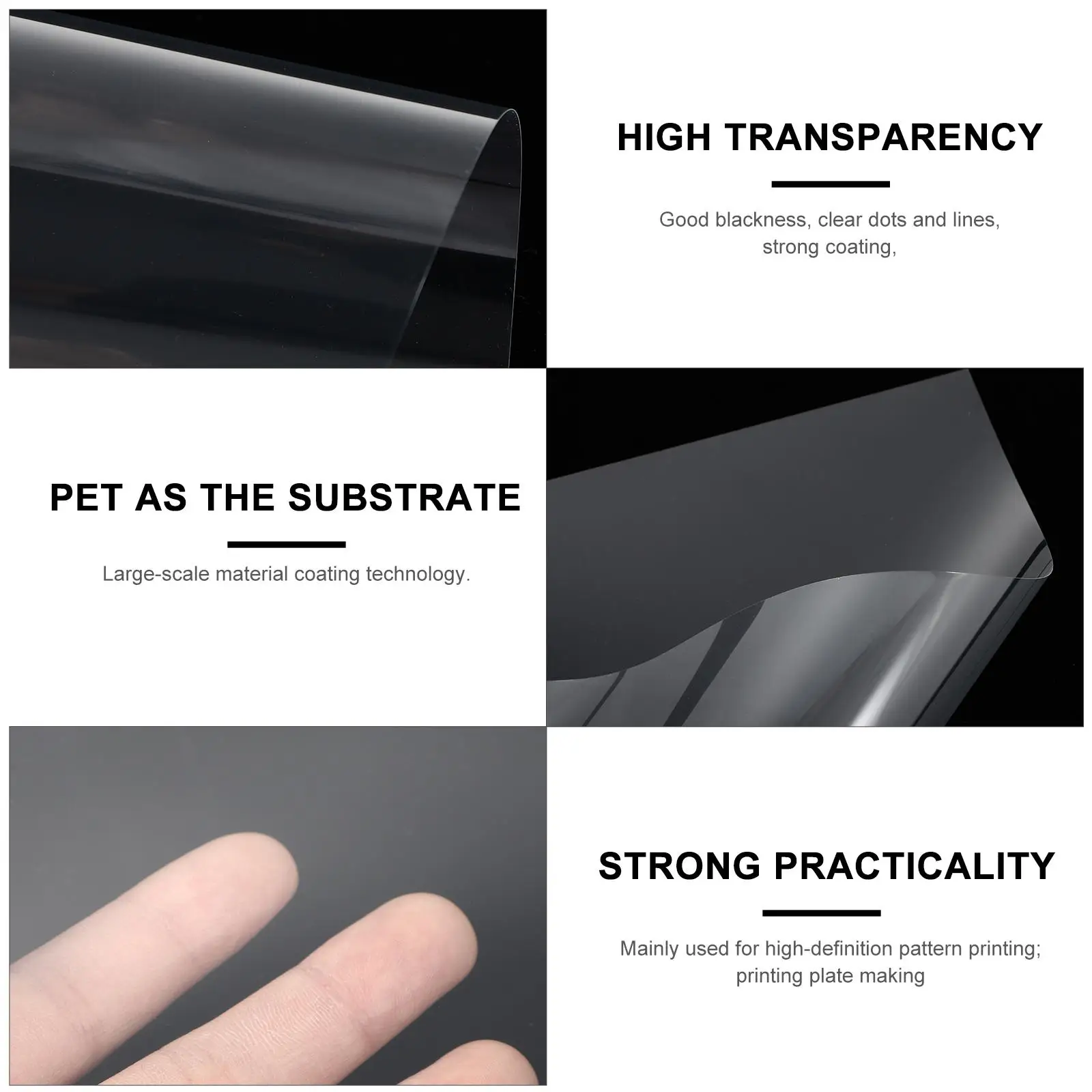 20 Pcs Transparent PET Film High Transparency Ink Jet Printing Clear Photographic Film Printable Pet Non Waterproof Tear