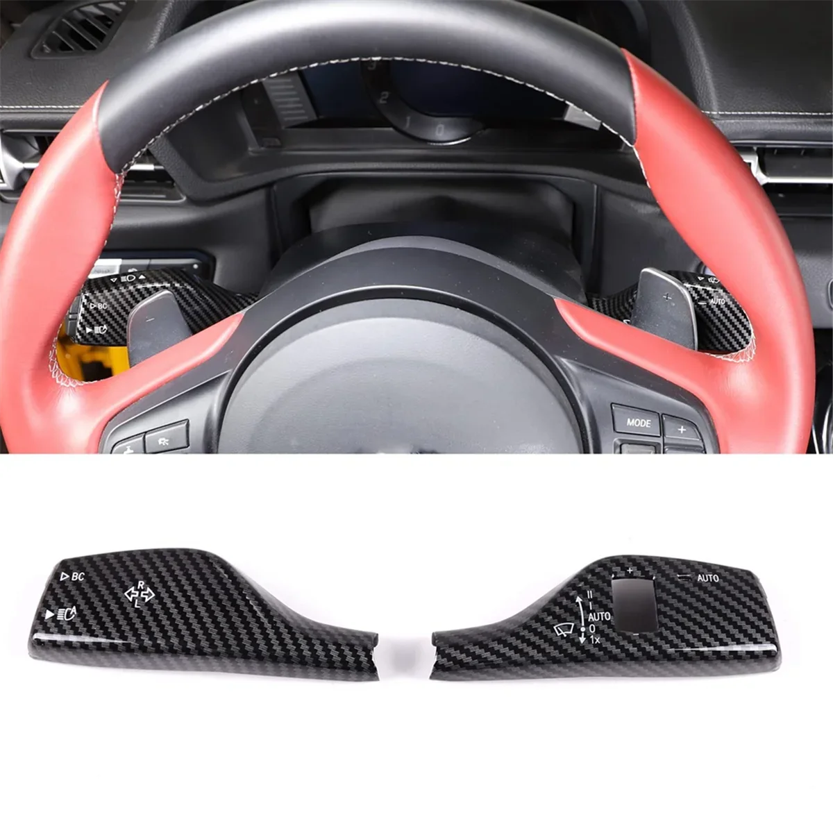 B-M For Toyota GR Supra A90 2019-2022 Car Wiper Control Turn Signal Lamp Lever Trim Cover Decoration (ABS Carbon Fiber )