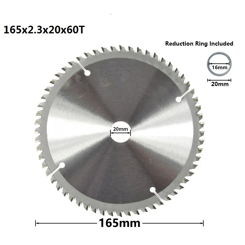 XCAN 165mm Cirkelzaagblad TCT Carbide Zaagblad Voor Houtbewerking Snijgereedschappen Hout Slijpschijf 24/40/48/60T