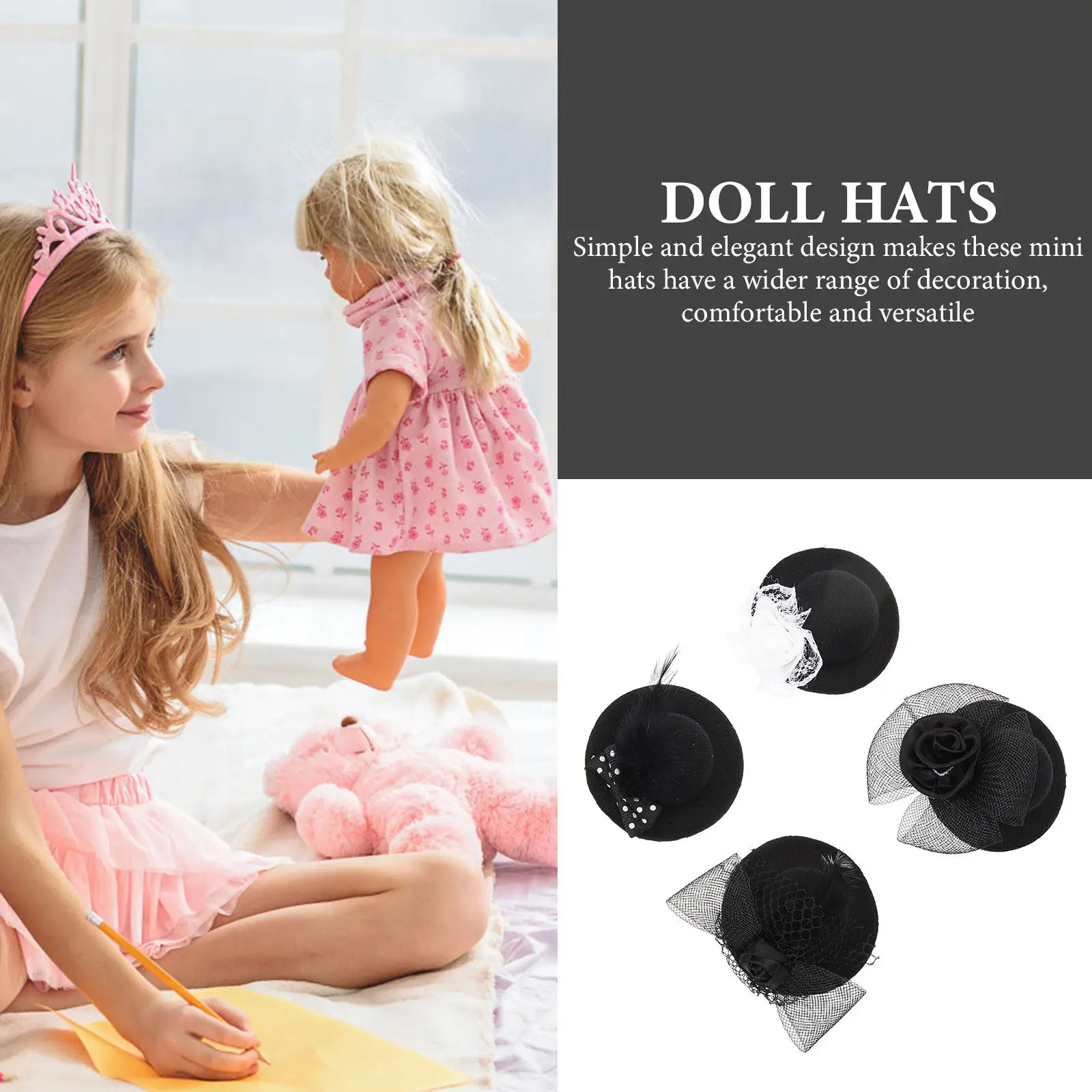 4 Pcs Girl Mini Hat Craft Fancy Hats for Women Tea Party DIY Bowler House High Clown Crafts