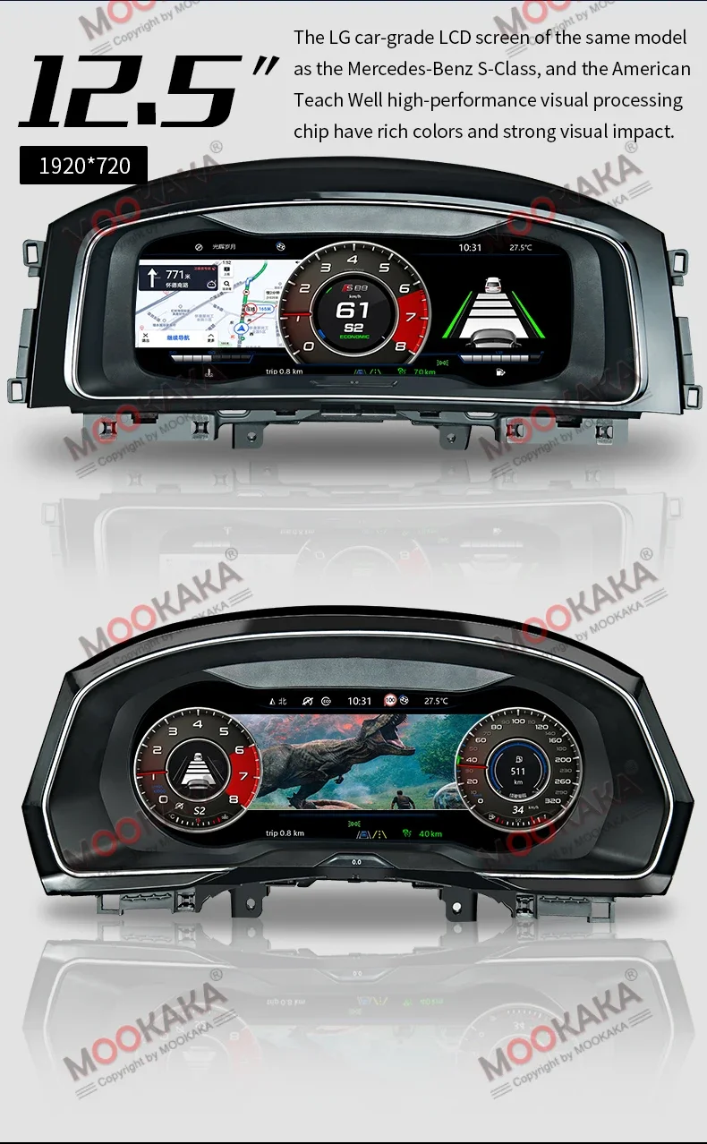 Dashboard Digital Cluster for Volkswagen Passat B8 2015-2020 LCD Instrument Virtual Cockpit Speedometer Head Unit