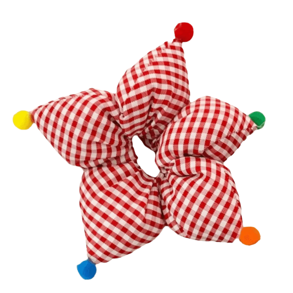 Cute Five-Pointed Star Star Scrunchies Polka Dot Plaid Pattern Star Hair Bands Star Print Elastic Hair Bands Kids Baby