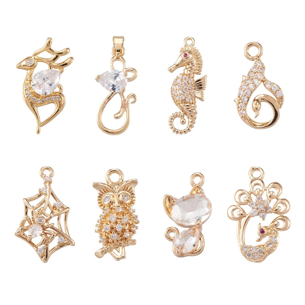 

18Pcs Brass Cubic Zirconia Charms Star & Moon Pendants For Vintage Women Jewelry Making Necklace Earring DIY Accessories