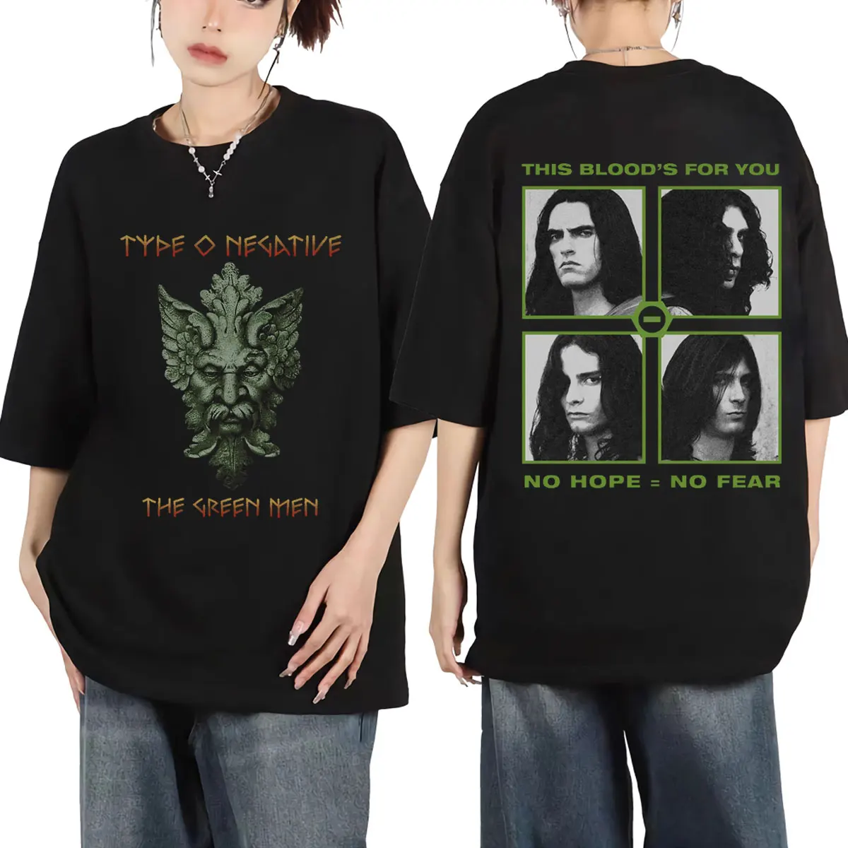 Rock Band Type O Negative The Green Man Graphic T Shirts Gothic Metal Oversized T-shirts Men's Women's Fashion Vintage T-shirt