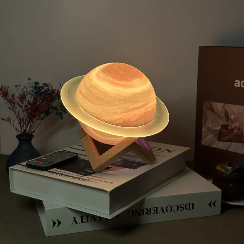 Criativo saturno lua lâmpada com bluetooth sem fio falar colorido 3d alta fidelidade bluetooth rgb galáxia estrela luz da noite lua navio livre
