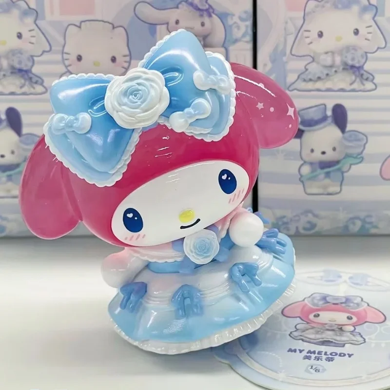 Personagens série de casamento caixa cega kitty & amigos tema nupcial romântico ornamental articulado estatuetas de mesa presente aniversário