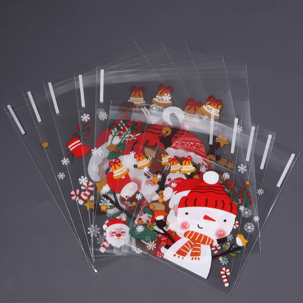 100 Stück/lot Weihnachtsbedruckte Transparente Selbstklebende Beutel OPP-Verpackungsbeutel für Süßigkeiten, Kekse, Weihnachtsfeier-Geschenkverpackungen – Detail 5