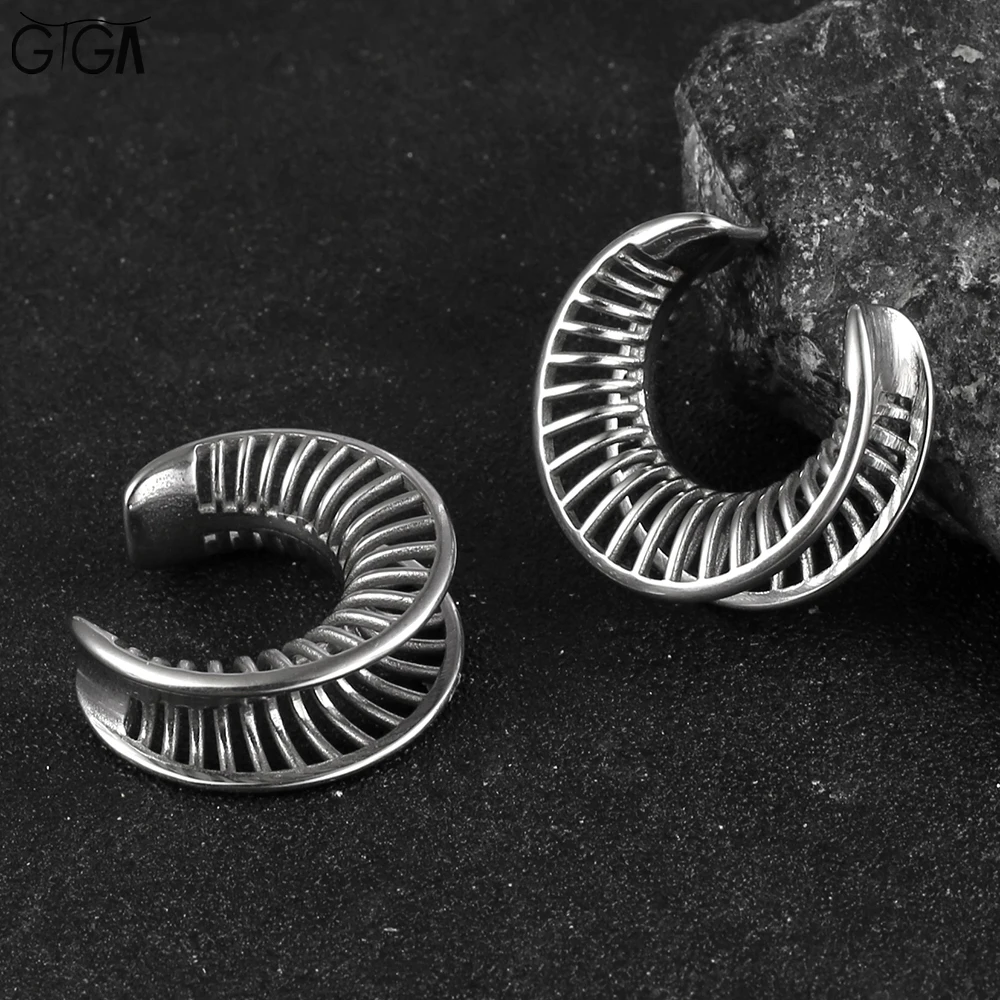 Giga 2er-Set 316 Edelstahl Saddle Plugs Tunnel Expander Stretcher Lobe Gauges Hangers Piercing Körperschmuck