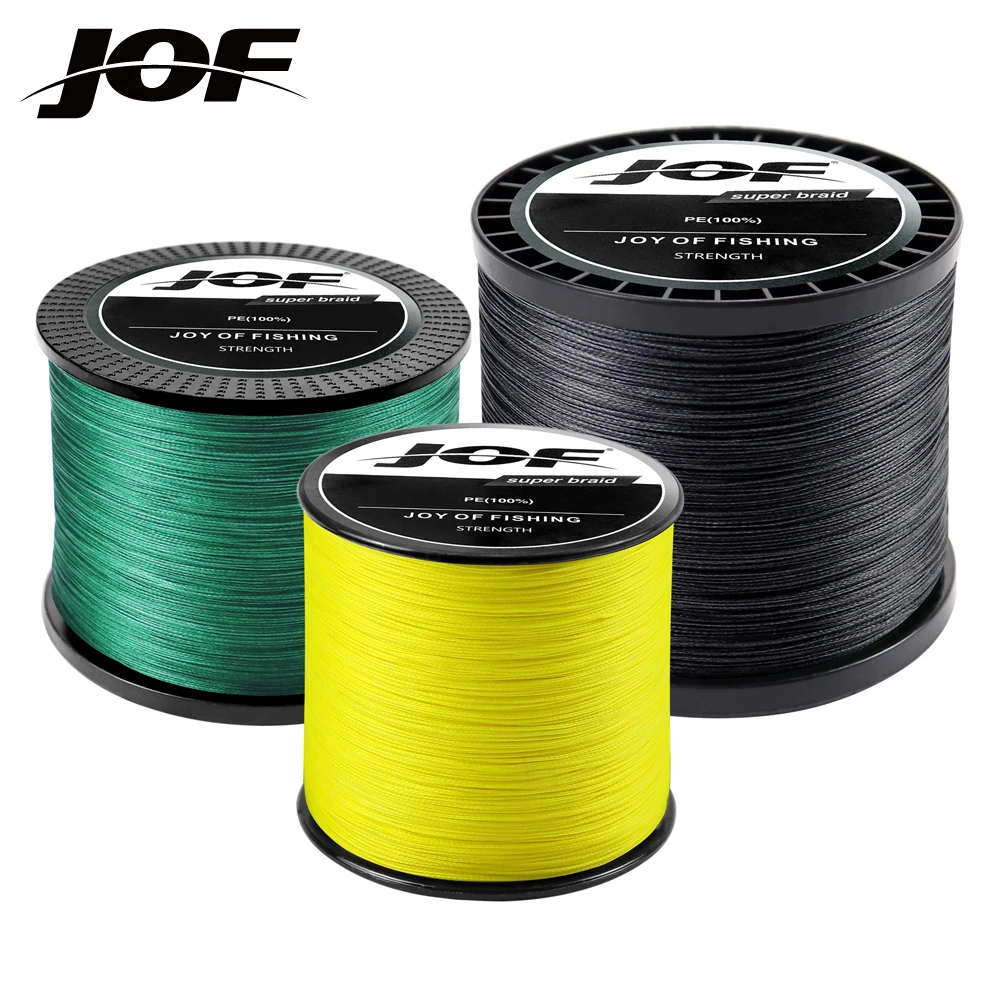 JOF Braided Line 4X 300M 500M 1000M 9 Color All for Fishing Line MaxDrag 82LB Multifilament PE Line for Saltwater Sea Fishing