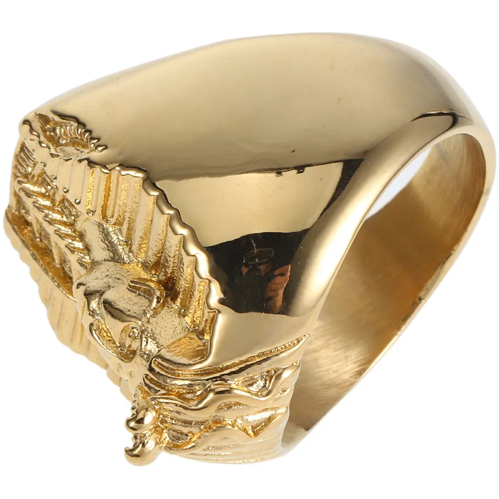 

Golden Men's Ring Stainless Steel Casting Fashionable Decor for Men Trendy Male Finger Ring Present Idea