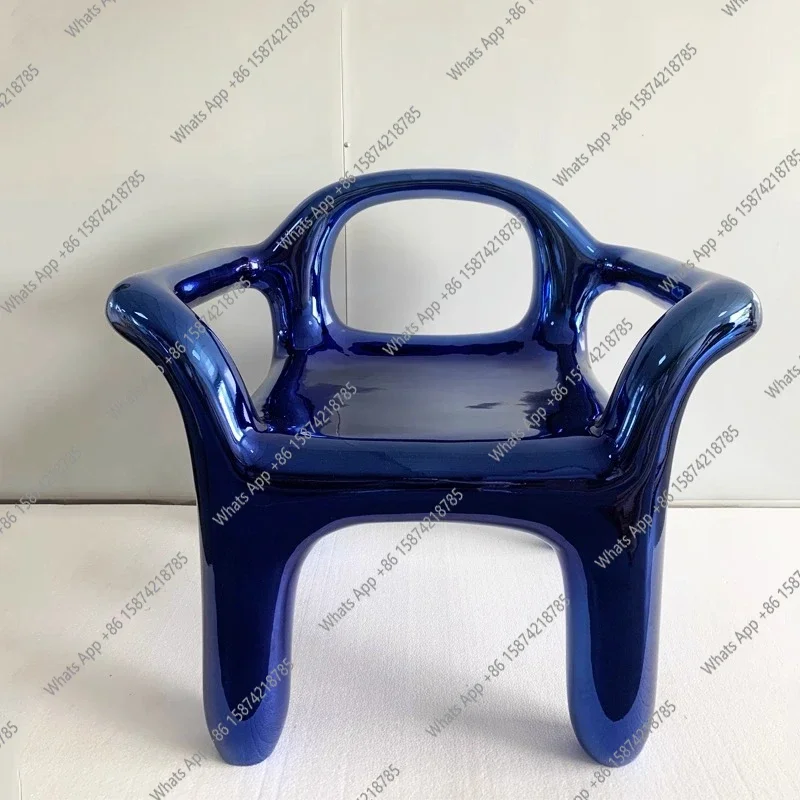 

S Creative Light Luxury Electroplated Blue Small Chair Single Small Apartment Balcony Stool Simple Light Luxury Chair