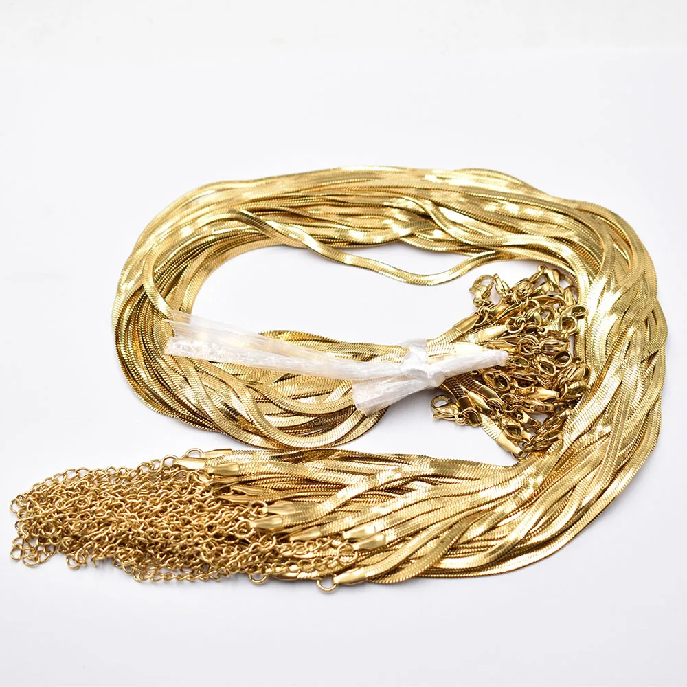 Wholesale 2.5mm 3mm 4mm stainless steel Snake Chain Necklace Rope 40cm+5cm Chain Lobster Clasp DIY Jewelry Accessories 30pcs/lot