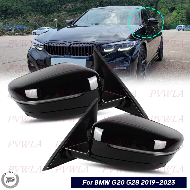 

9Pin Black Painted Camera Memory Power Fold Turn Lamp Mirror Assembly For BMW G20 320i 330i G28 2019 2020-2023 Car Accessories