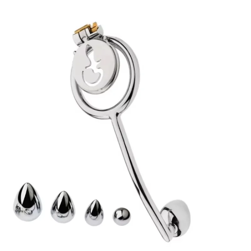 Chastity Cage with Anal Hook 2 in 1 Male Metal Chastity Cage Ring SM Bondage Sex Toy Male Chastity Restraint Device for Man Gay