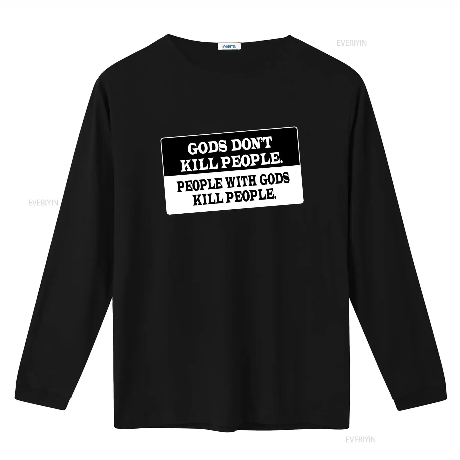 Gods Don't Kill People Atheist T Shirt Anti Religion Science Evolution Statement vintage Washed Stylish Casual homme