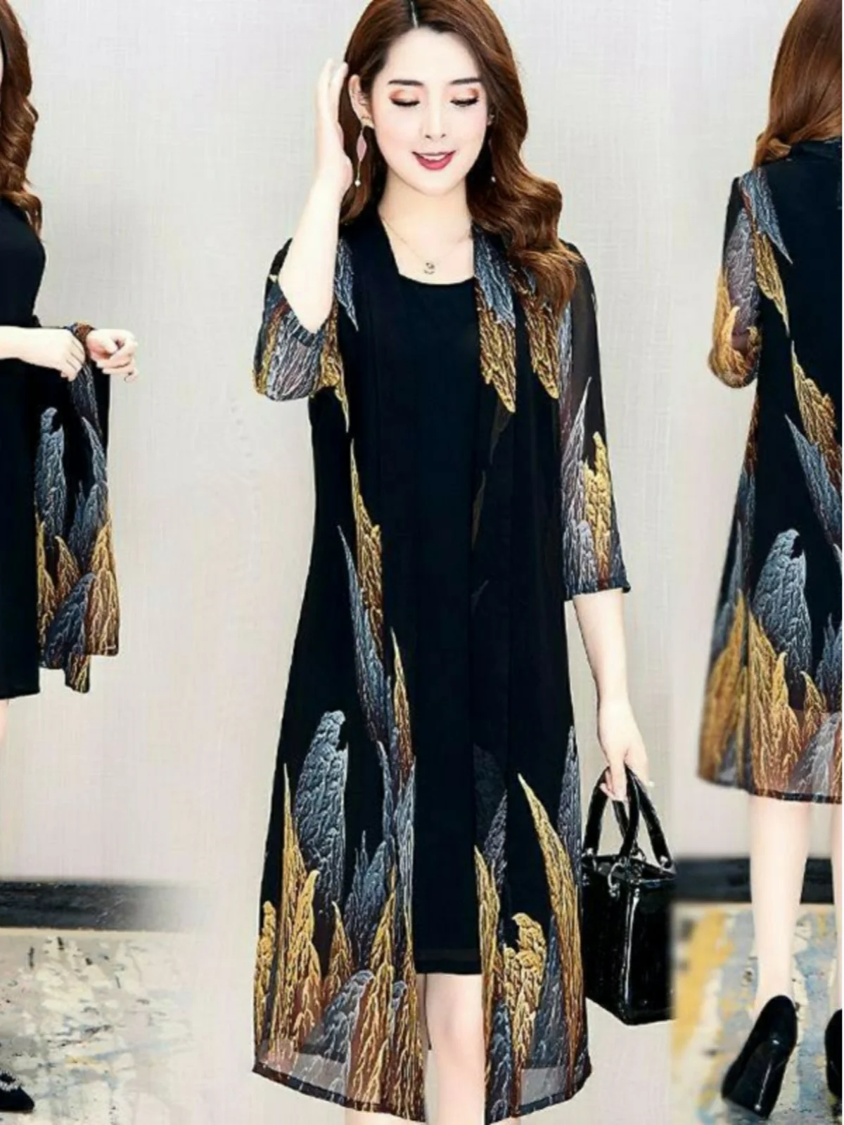 เสื้อคลุมกันแดดผ้าลูกไม้ปักลาย รุ่นซัมเมอร์แฟชั่น สำหรับคุณแม่ ทรงหลวม ไซส์ใหญ่ ผ้าบาง หรูหรา