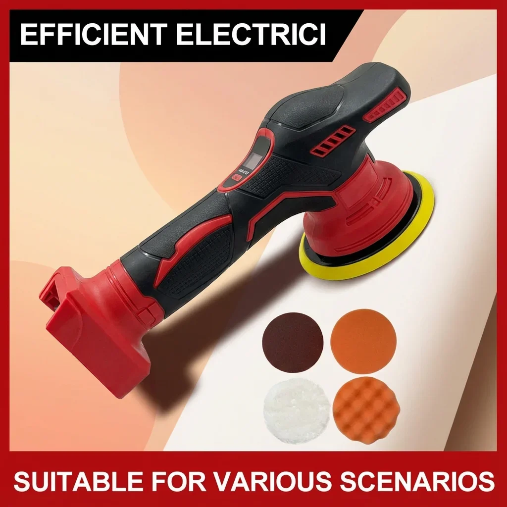 

Professional Cordless 8-Gear Electric Car Polisher with Digital Display Auto Waxing Polishing Machine 18V Lithium Battery