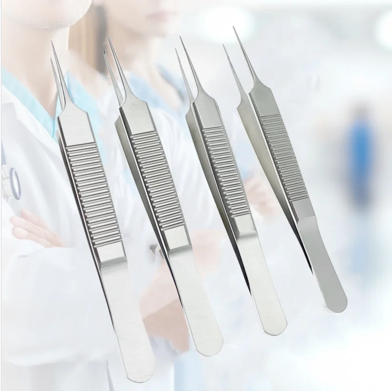 VKTIMALL Platform Toothed Micro Tweezers Ophthalmic FUE Hair Transplant Planting Micro Forceps Stainless Steel