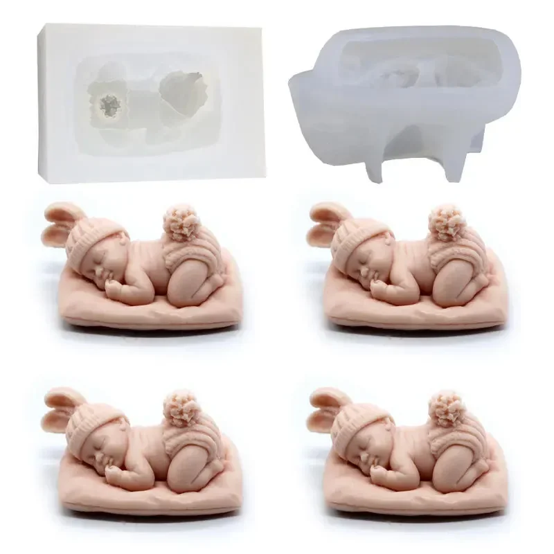 3D Sleeping Baby Silicone Chocolate Candy Fondant Mold Handmade Soap Candle Mold Baby Shower Party Cake Topper Decoration Tools