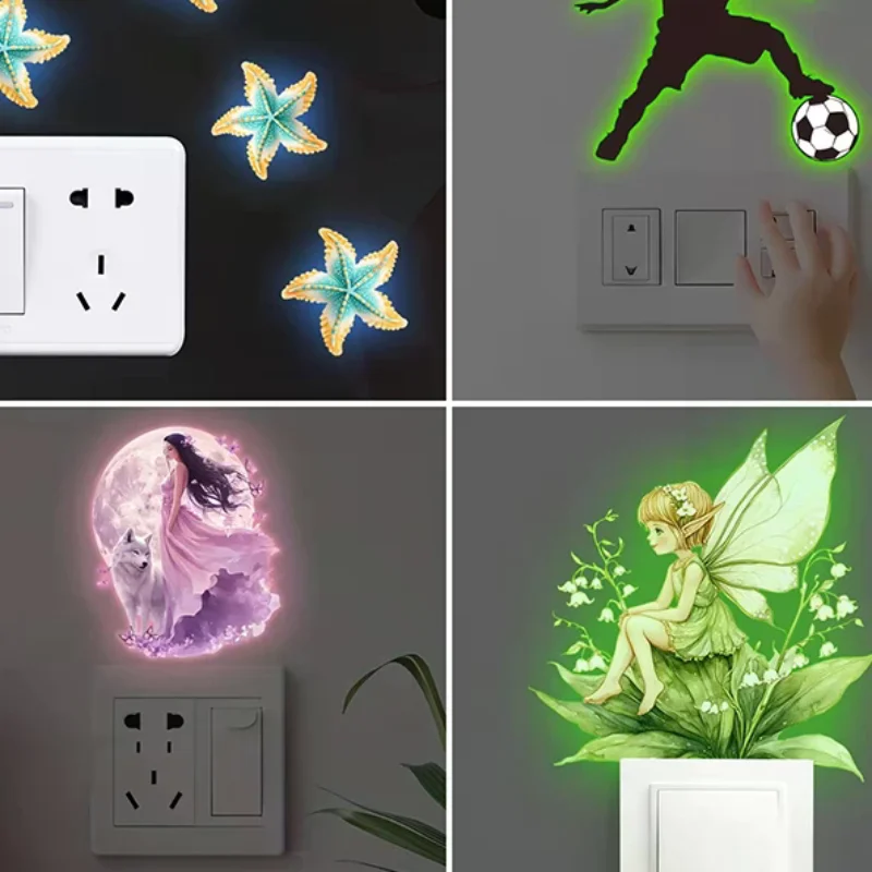 Glow-In-The-Dark Switch Sticker Self-Adhesive And Removable Wall Sticker For Bedroom Living Room Switch Home Decoration