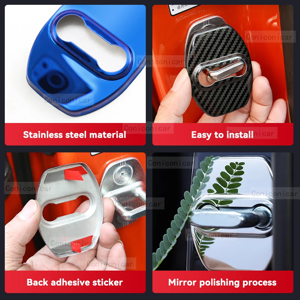 Car Door Lock Buckle Cover Anti-rust Cover Decoration Stainless Steel Protection Accessories For ZEEKR X EV 2024