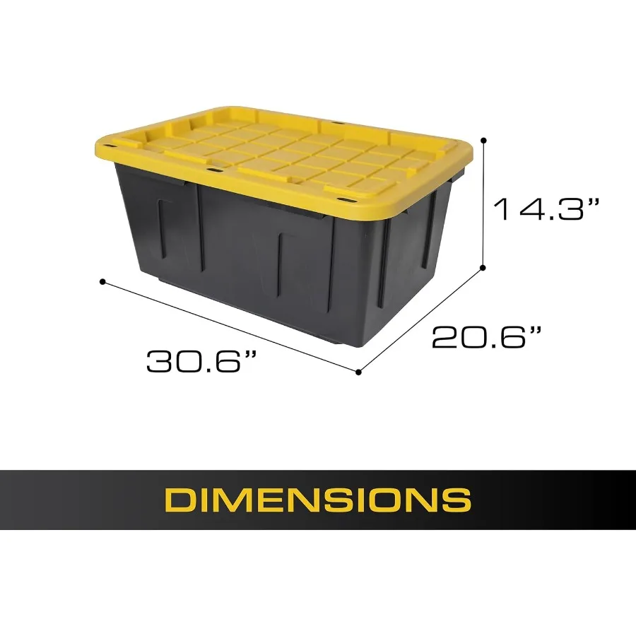 Black Yellow Shelving Unit with Heavy Duty Storage Containers Extremely Durable Shelf + 27 Gallon Container 8-Pack for Garage