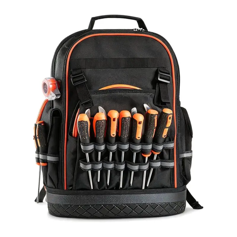Tool Backpack, 64 Pockets, Heavy Tool Storage Storage Bag, Electrician Work Backpack