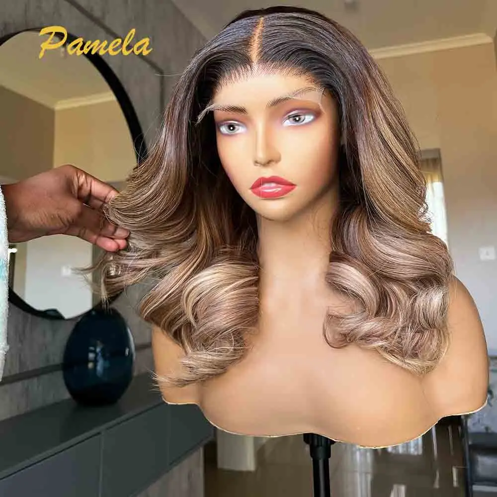 Super Double Drawn Honey Blonde Glueless Wig Human Hair Ready To Go Body Wave 250% Density 13x4 HD Transparent Lace Frontal Wigs