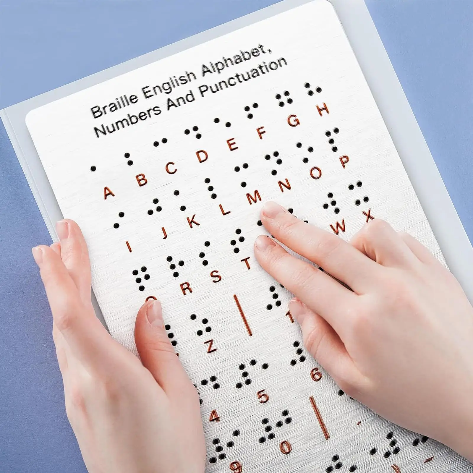 Braille-Alphabet-Brett, Braille-Brett, Zubehör, Braille-Lernen, tragbares Lernwerkzeug mit erhöhten Punkten für blinde Kinder