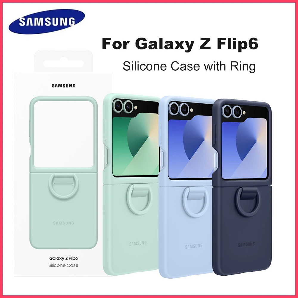 

Original Silicone Phone Case with Ring For Samsung Galaxy Z Flip6 Silicone Case with Built-in Ring Protective Cover EF-PF741