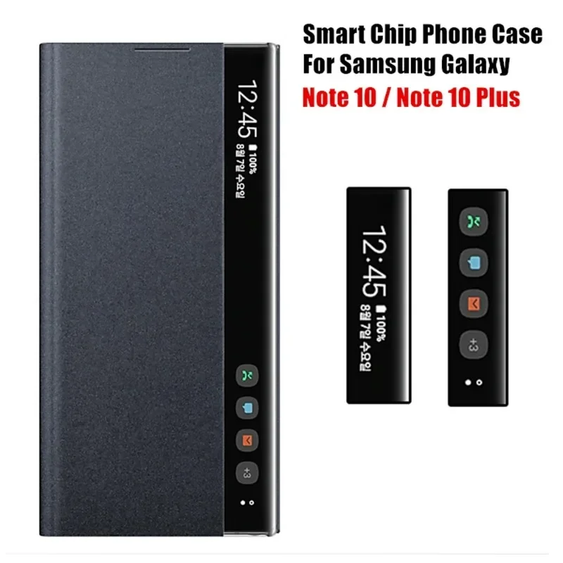 Smart Flip Cover For Samsung Galaxy Note 10 Plus/Note10+ Free-flip Case For Samsung Note10 Window View Cover Smart Chip