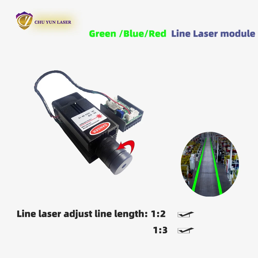 520nm 1W Green Point Line Cross Laser Module Head Glass Lens Focusable Industrial ClassDC 12v manufacturerFree Customization