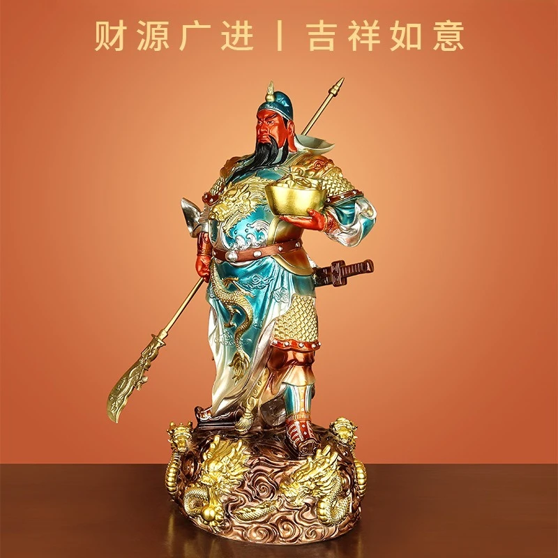 All-copper painted Guan Gong opened Copper Guan Gong Buddha statue handicrafts