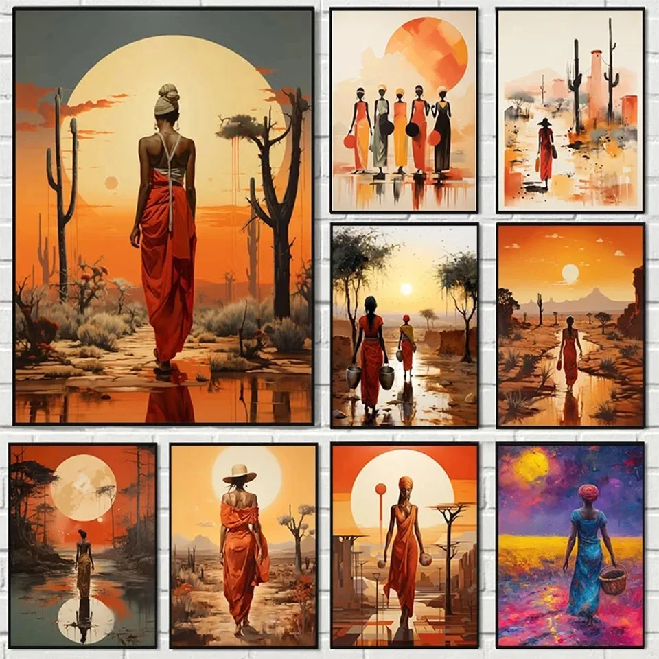 African Women With Sun Full Diamond Mosiac Diy Diamond Painting Portrait New Arrival Embroidery Cross Stitch Kit Wall Decoration