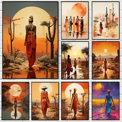 African Women With Sun Full Diamond Mosiac Diy Diamond Painting Portrait New Arrival Embroidery Cross Stitch Kit Wall Decoration