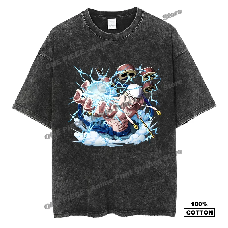 

Japanese Anime One Piece Thunder Clap-fruit Ability Enel Print T Shirt For Men Women Short Sleeve Cotton Vintage Oversized Tees