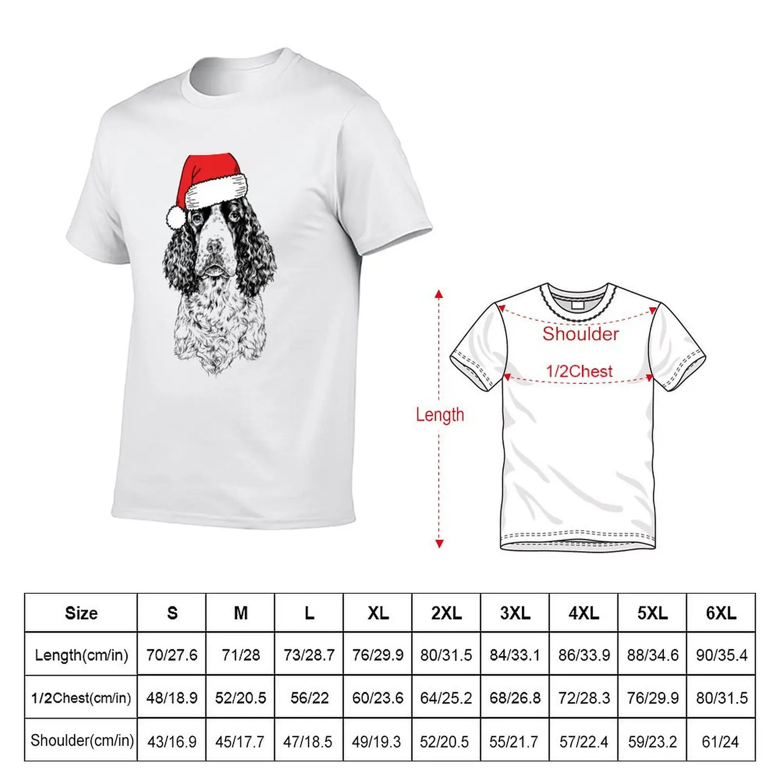 Christmas English Springer Spaniel Santa Dog Holiday T-Shirt men t shirt cotton 100% t shirt for man T-Shirt