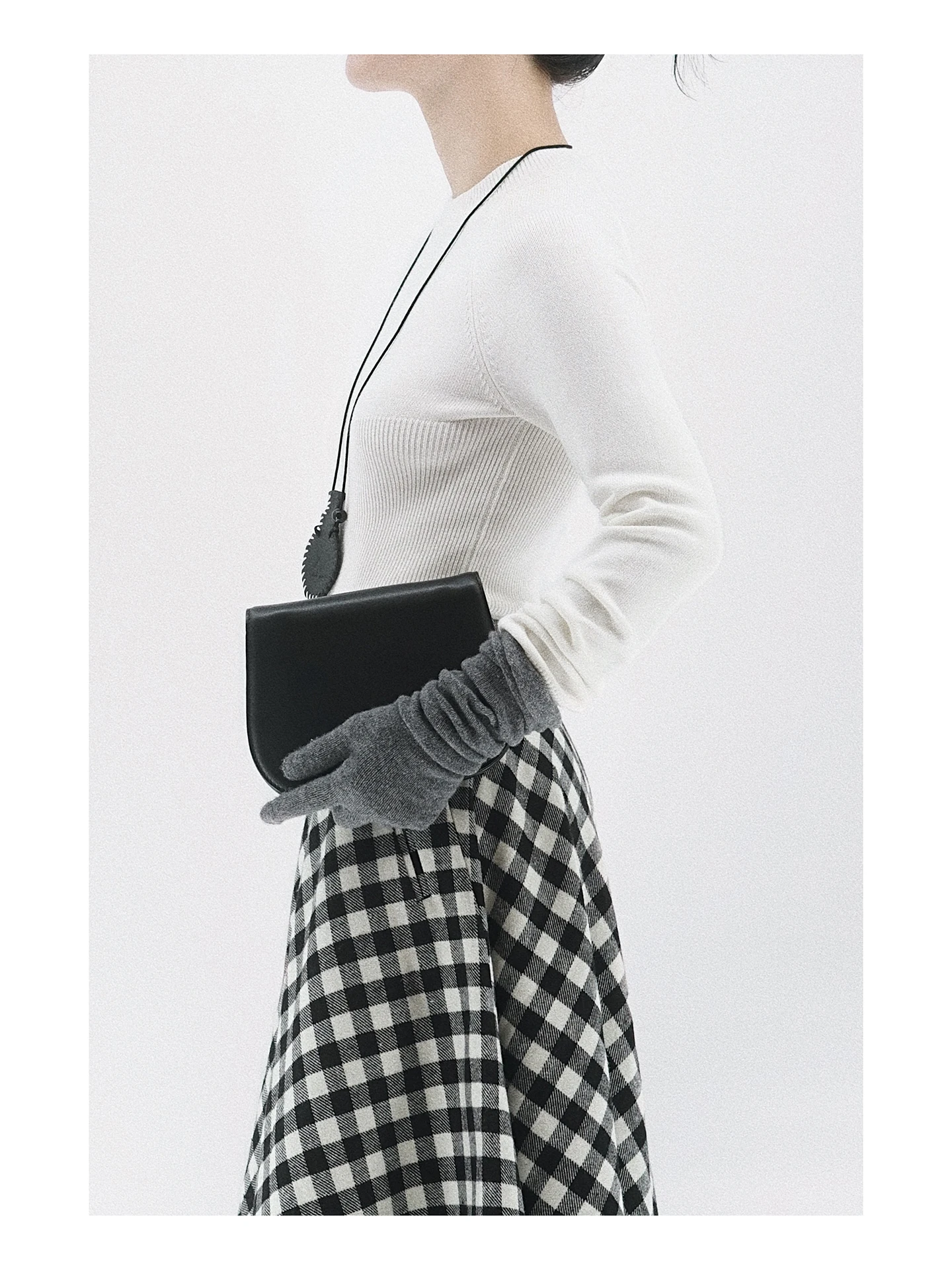 

Вязаная футболка в скандинавском стиле с завышенной талией, длинным рукавом и круглым вырезом, элегантный повседневный топ для женщин