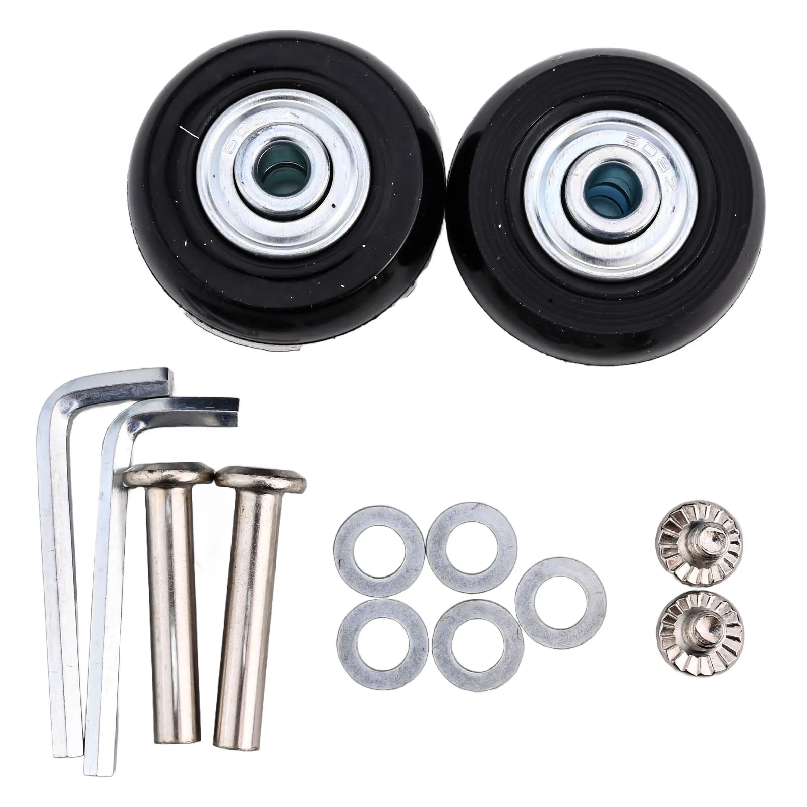 Luggage Wheels Set Color Black Luggage Replacement Wheels Double Bearings Flexible Rotation High Weight Capacity
