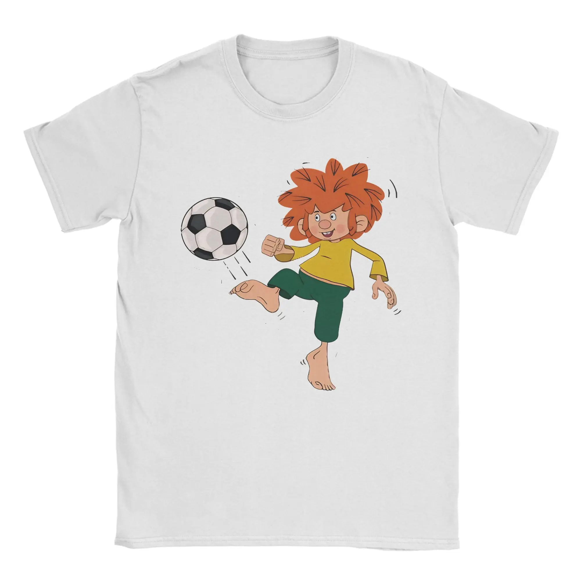Pumuckl Playing Football On The Field  T-Shirt Men  Y2K Funny T Shirts Summer Crew Neck Novelty Tee Shirt Print Plus Size Tops