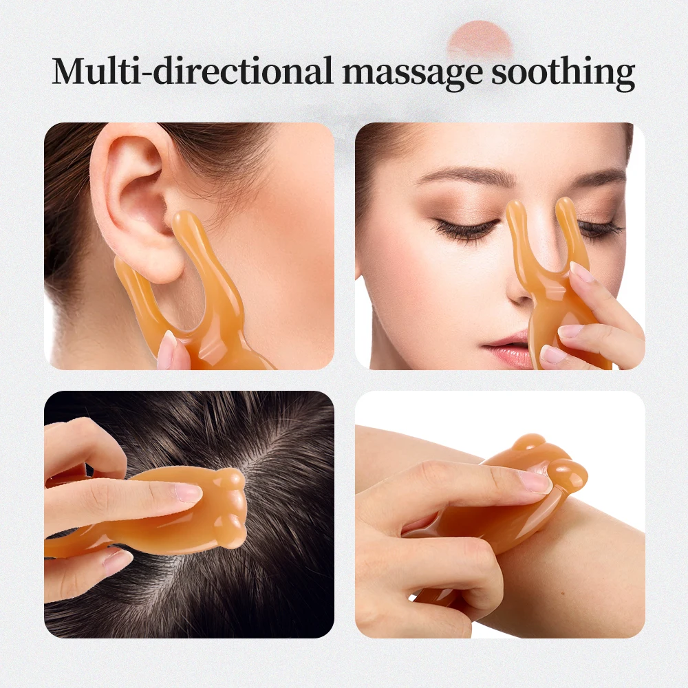 Resin Face Lifting Guasha Scraping Massage Tools Reduce Puffiness Firming Skin Eye Nose Massager Facial Massage Roller Stick