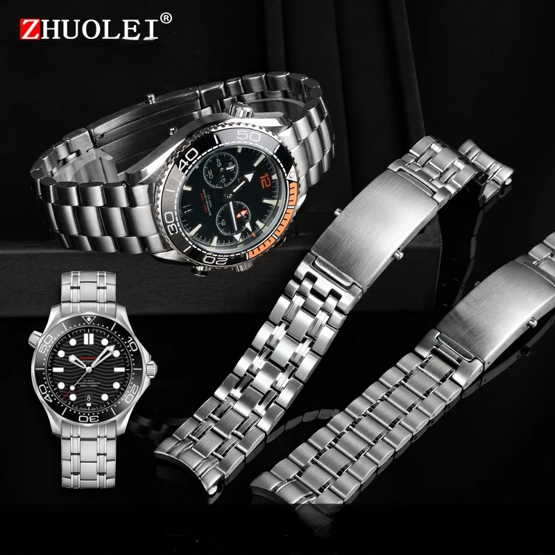 18mm 20mm 22mm Stainless steel Watch Band For omega strap New seamaster 300 speedmaster planet ocean watchband For Men Bracelet